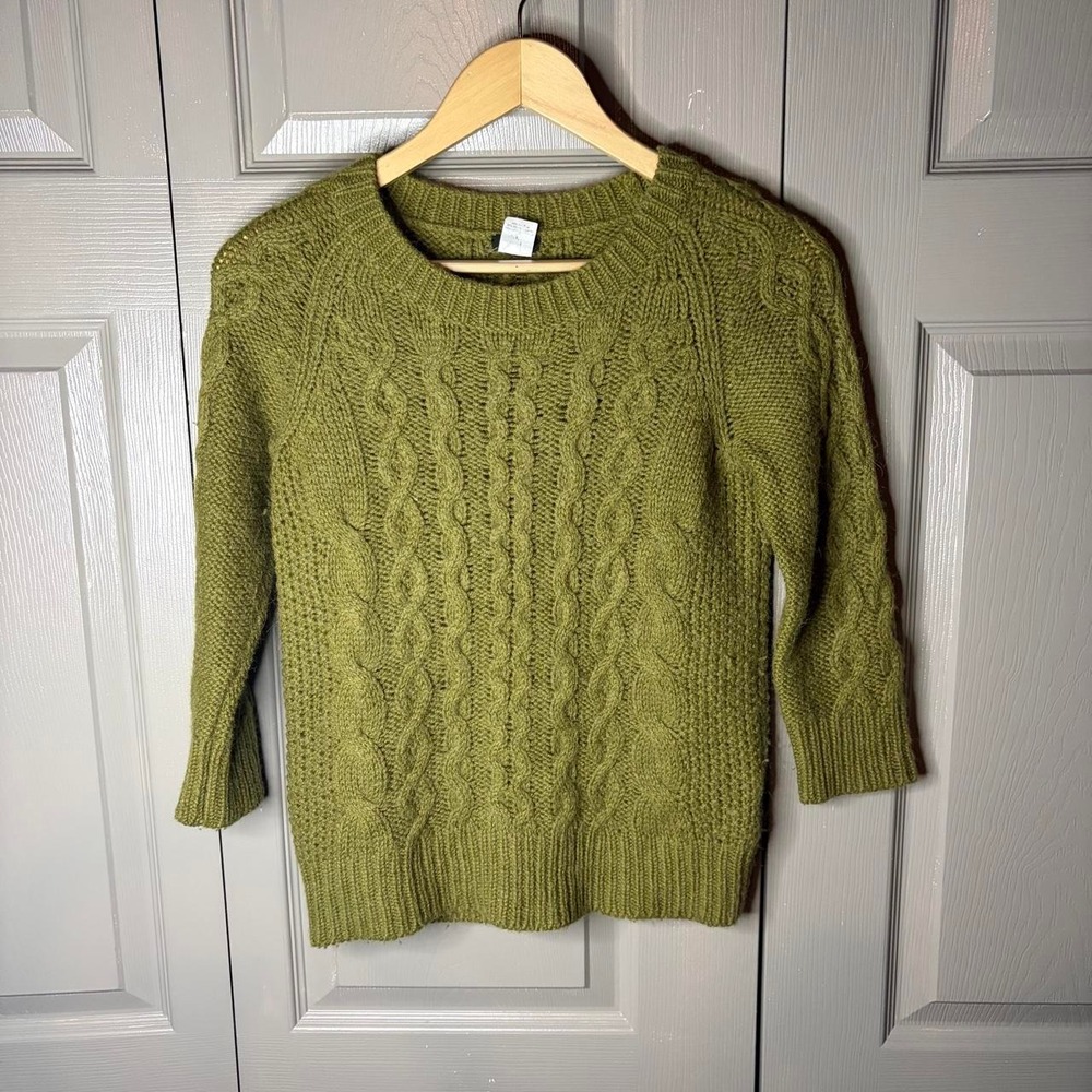 J.Crew green cable knit sweater Size S